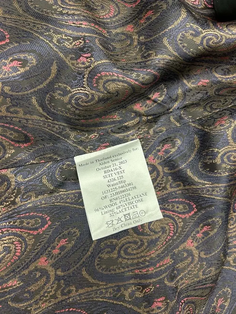 J. Hilburn Men's Suit Vest with Paisley Back